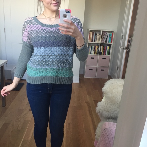 American Eagle Pastel Striped Sweater - Picture 3 of 8